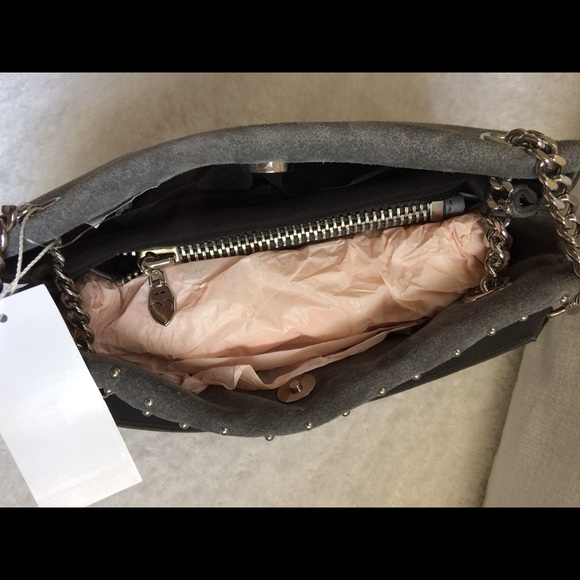 ✨NEW✨ Gray Studded Leather Chain Crossbody Bag - Picture 8 of 8