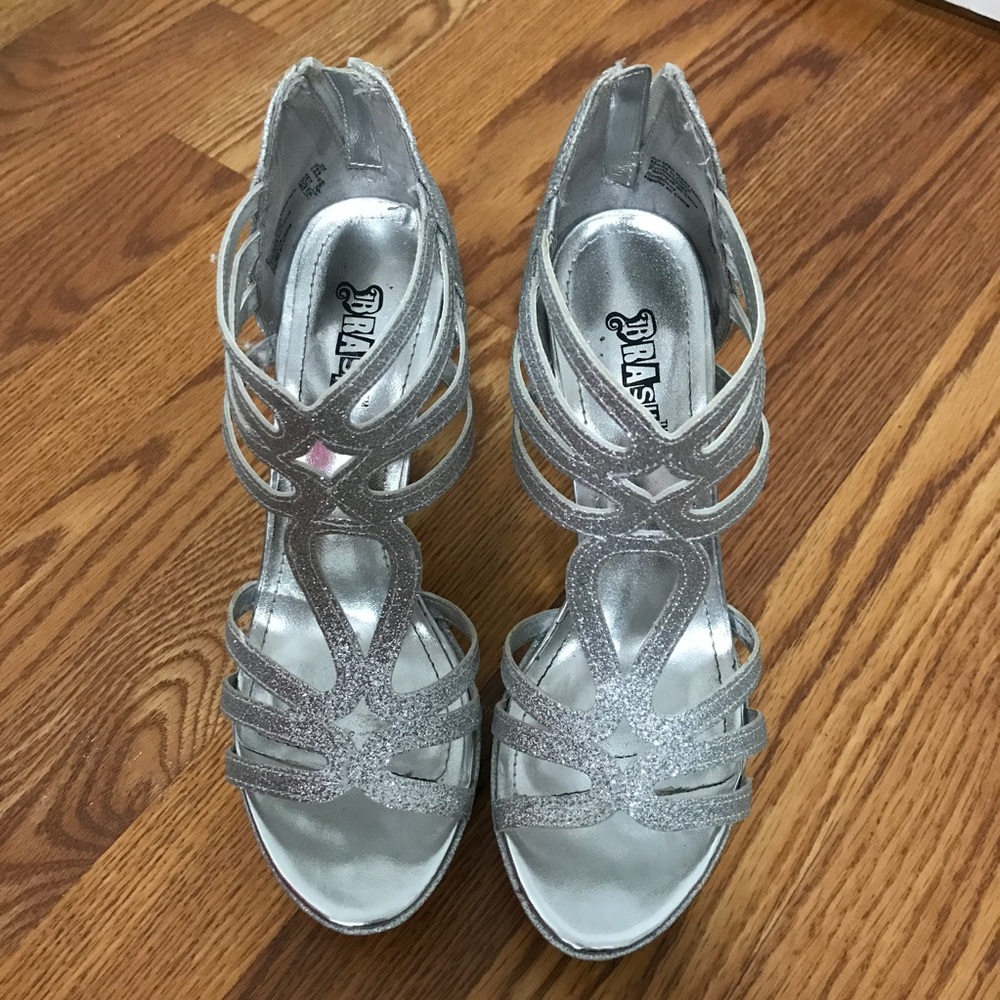 Shiny Silver Stiletto High Heels