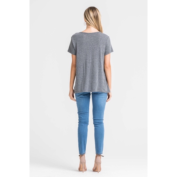 Soft Haven V-Neck Crisscross Tee - Picture 2 of 7