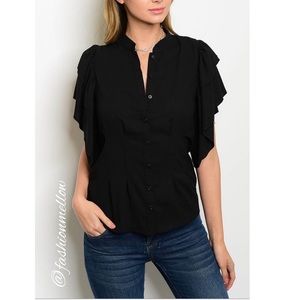 Designer black ruffle top
