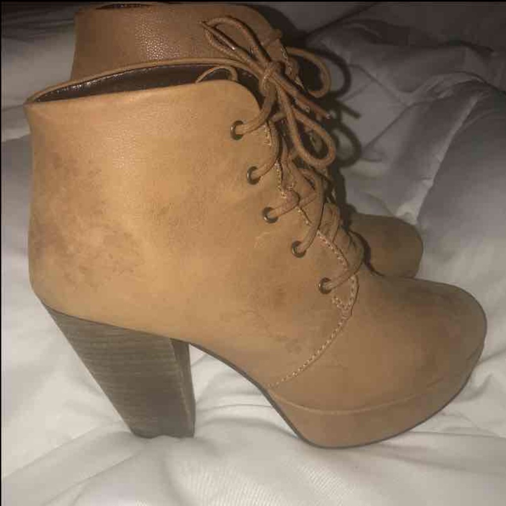 Tan heeled booties
