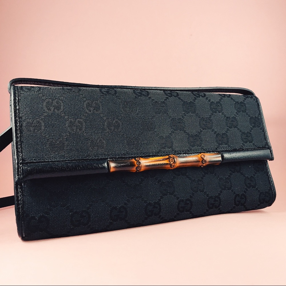 Gucci Monogram Bamboo Clutch Bag
