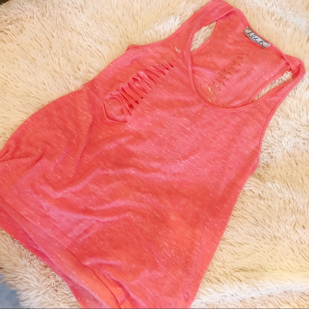 Salmon colored ripped/distressed tank from B.P.