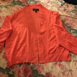 Coral cropped open cardigan
