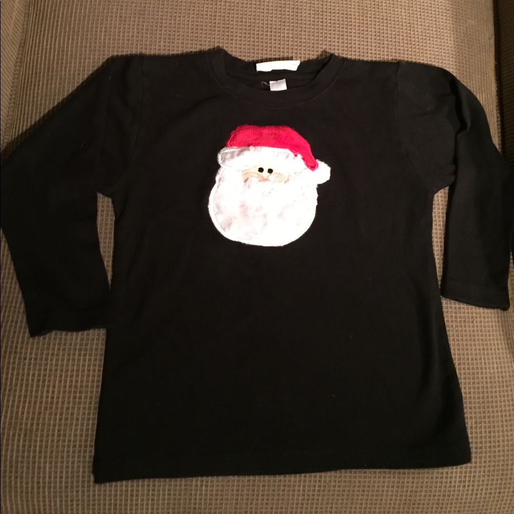 Girls Size 6 Black Santa Shirt