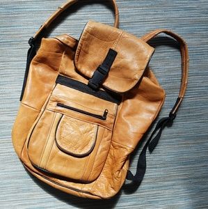 Tan leather bookbag