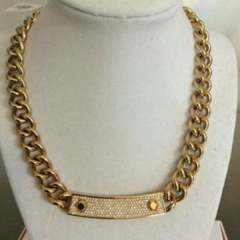 Michael Kors Gold/Crystal Chunky Chain Necklace