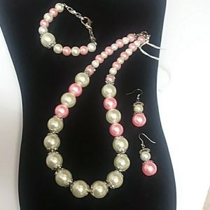 Pearl Necklace Three Piece Set