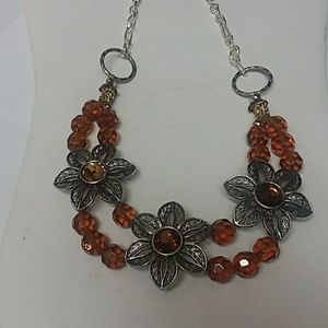 Amber Beaded Pendant Necklace
