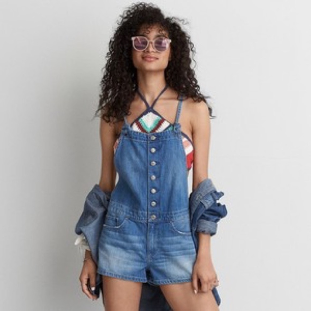 American Eagle Overall Shorts Romper
