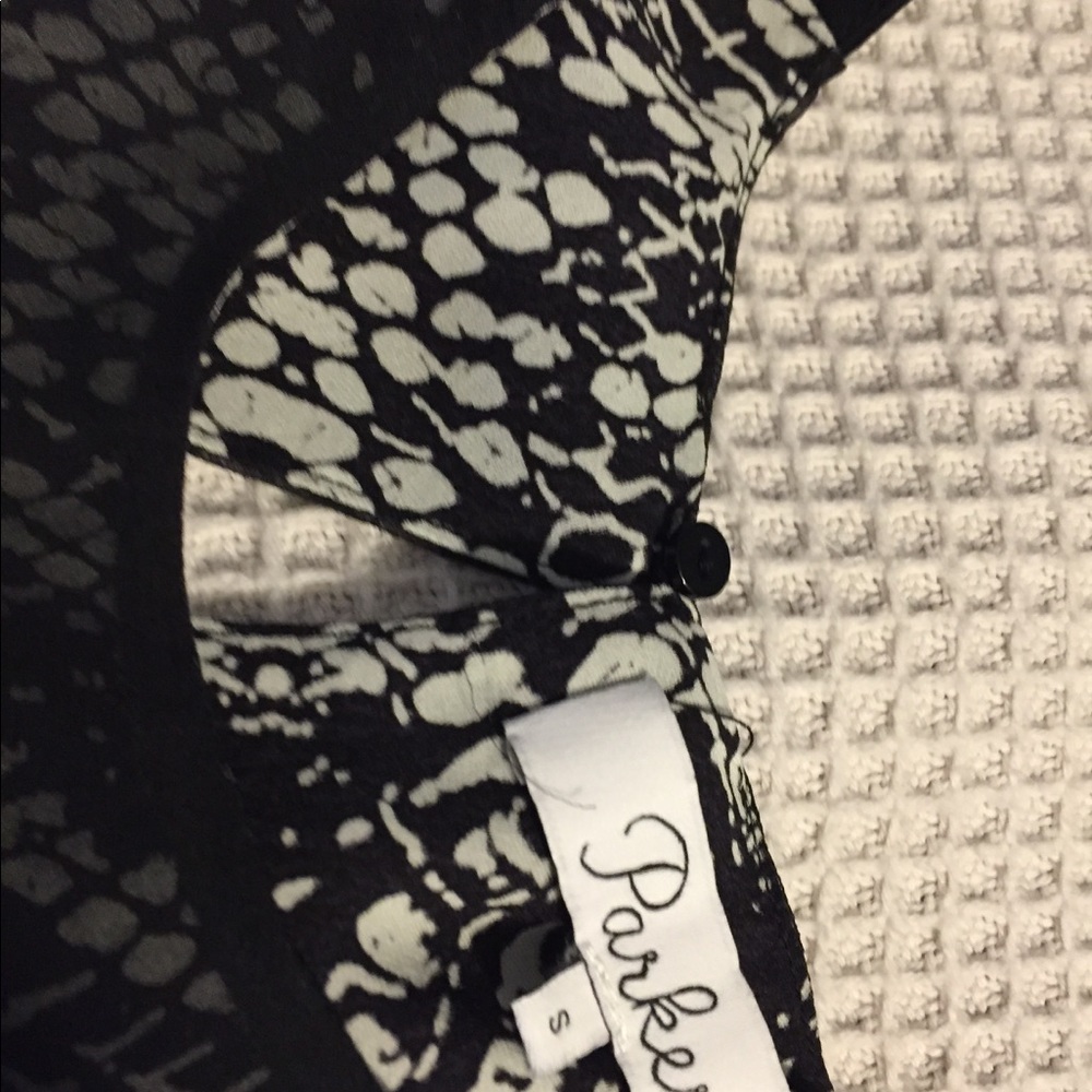 Parker Small Black & Patterned Two-Layer Silk Top - image 2