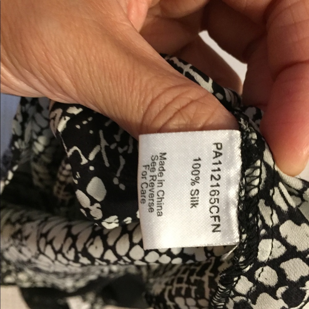 Parker Small Black & Patterned Two-Layer Silk Top - image 4