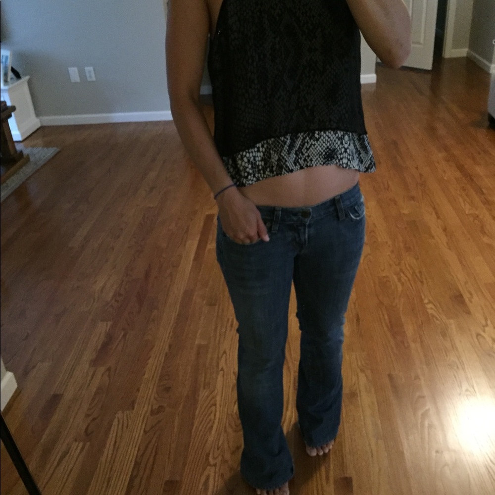 Parker Small Black & Patterned Two-Layer Silk Top - image 5