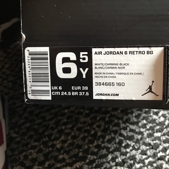 AIR JORDAN 6 RETRO BG (GS) "CARMINE" - Picture 7 of 7