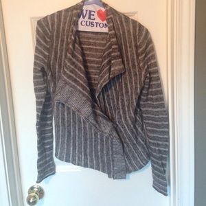 Grey striped sweater asymmetrical