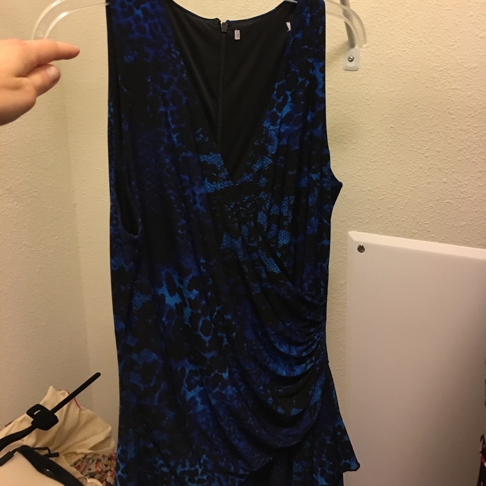 VENUS blue cheetah asymmetrical dress