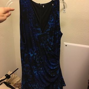 VENUS blue cheetah asymmetrical dress