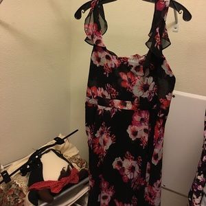WHBM Red floral empire waist dress