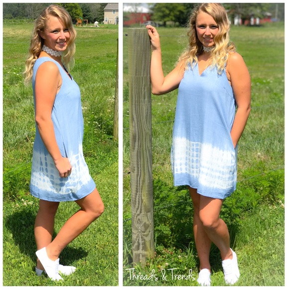 Chambray Tie Dye Slip Dress - Picture 4 of 6
