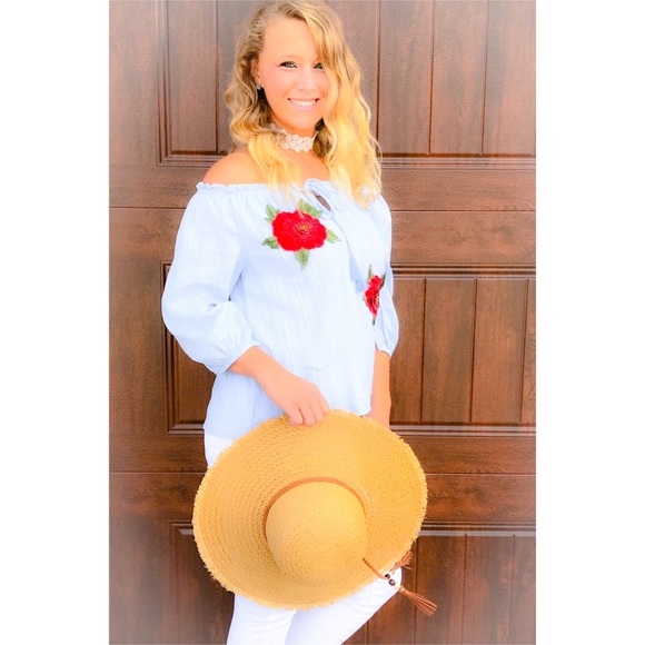 Rose Embroidered Off Shoulder Blouse - Picture 4 of 4