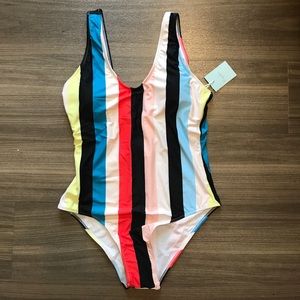 Cupshe Colorful Stripes Backless Swimsuit