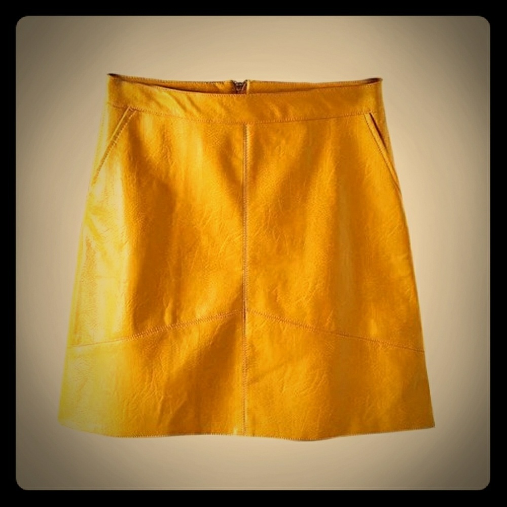 Vegan Leather Ochre Miniskirt