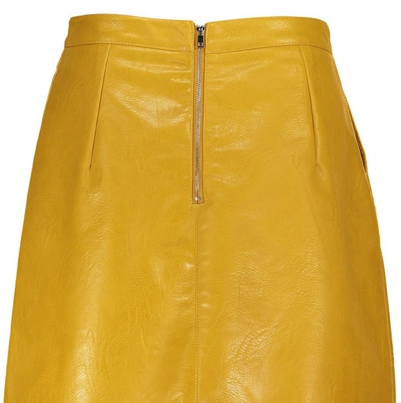 Vegan Leather Ochre Miniskirt - Picture 2 of 8