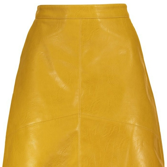 Vegan Leather Ochre Miniskirt - Picture 3 of 8