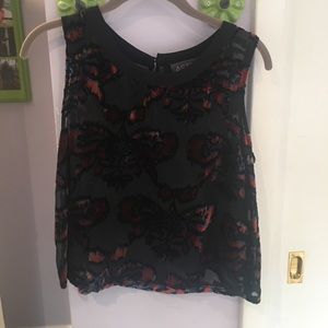 Chiffon and velvet tank