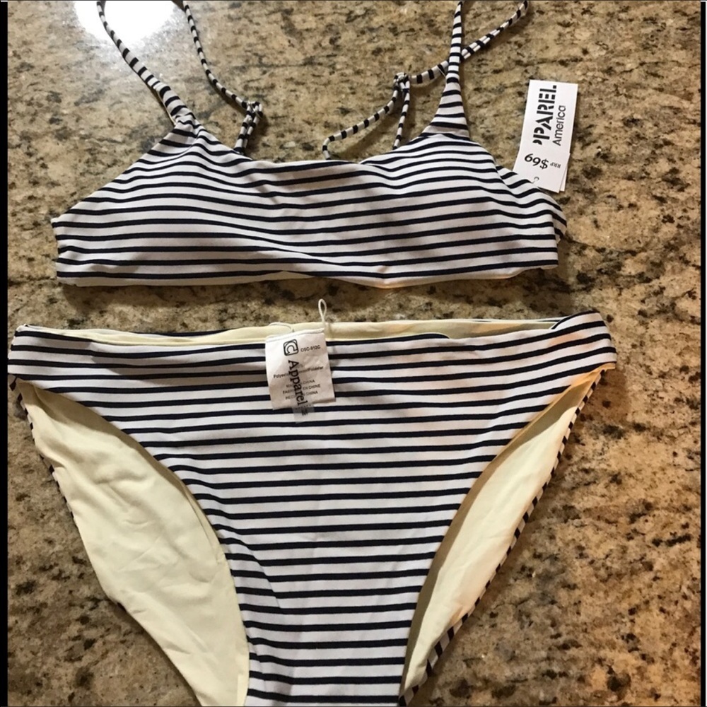 Navy and white stripe suit