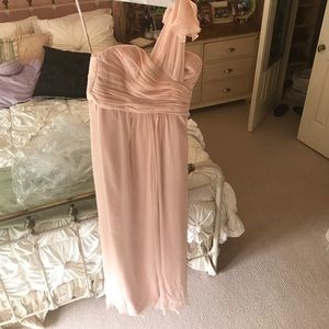 Amsale Silk Chiffon One Shoulder Dress in Blush