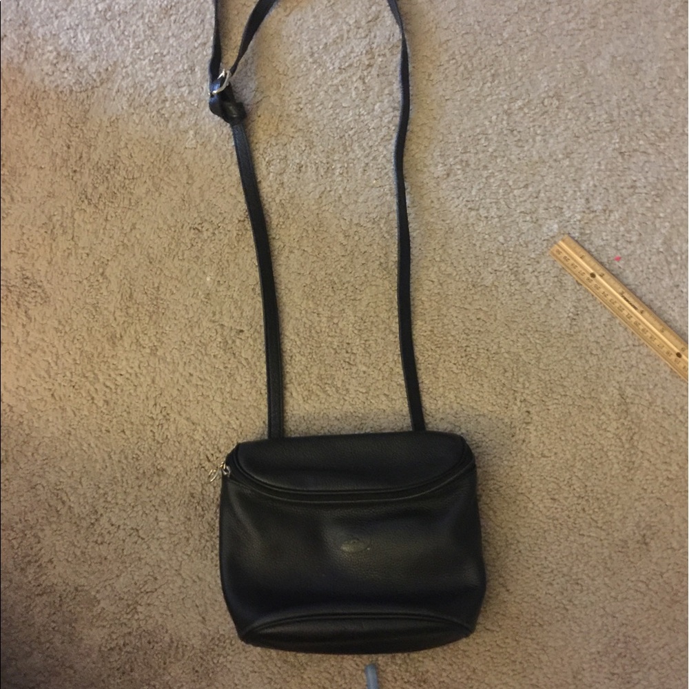Longchamp black leather bucket bag