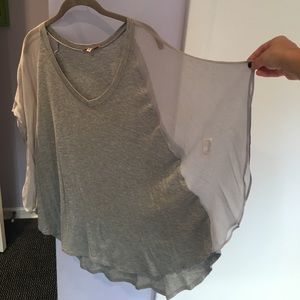 Cotton and chiffon shirt with fun bell like sleeve