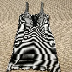 Free People Stripped Tie Front Tank Top