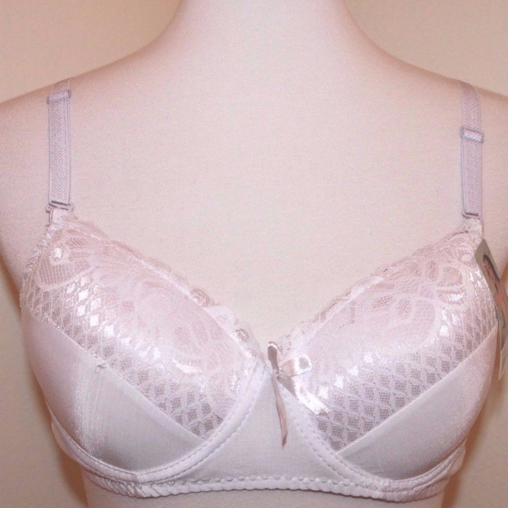 38D White Lace Lined Full Figure Underwire Bra NWT