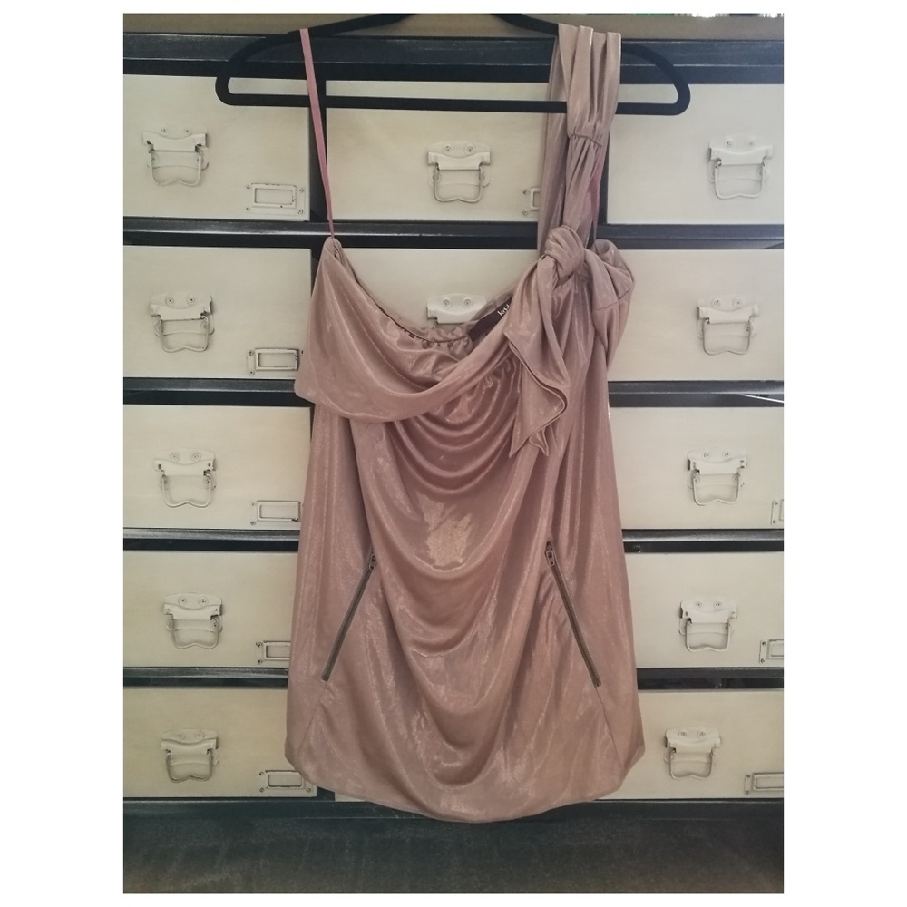 Kooba Rose Gold One-Shoulder Dress