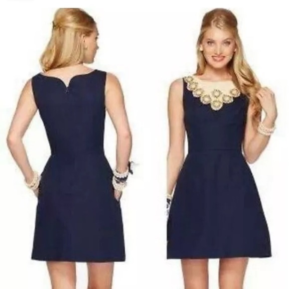 SOLD ❤️Lilly Pulitzer Gold Beaded Wythe Dress - Picture 2 of 4