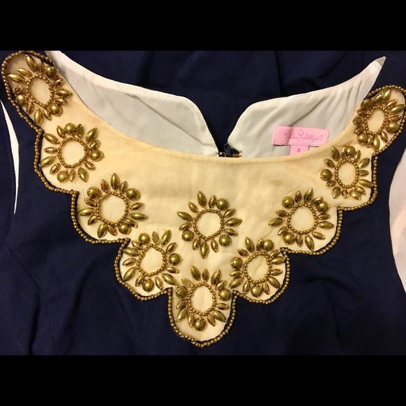 SOLD ❤️Lilly Pulitzer Gold Beaded Wythe Dress - Picture 4 of 4