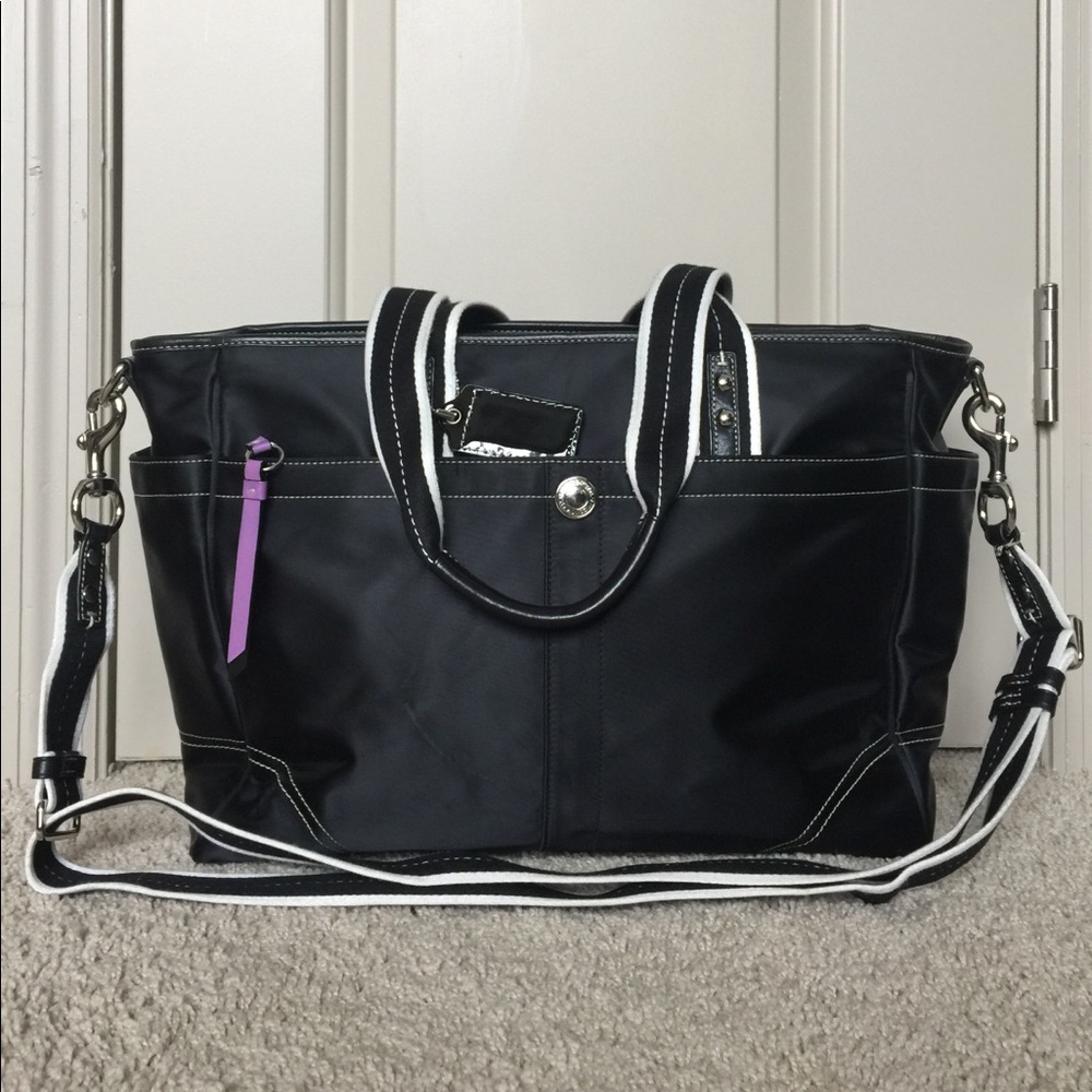 Coach Black & Lavender Diaper Shoulder Bag Used