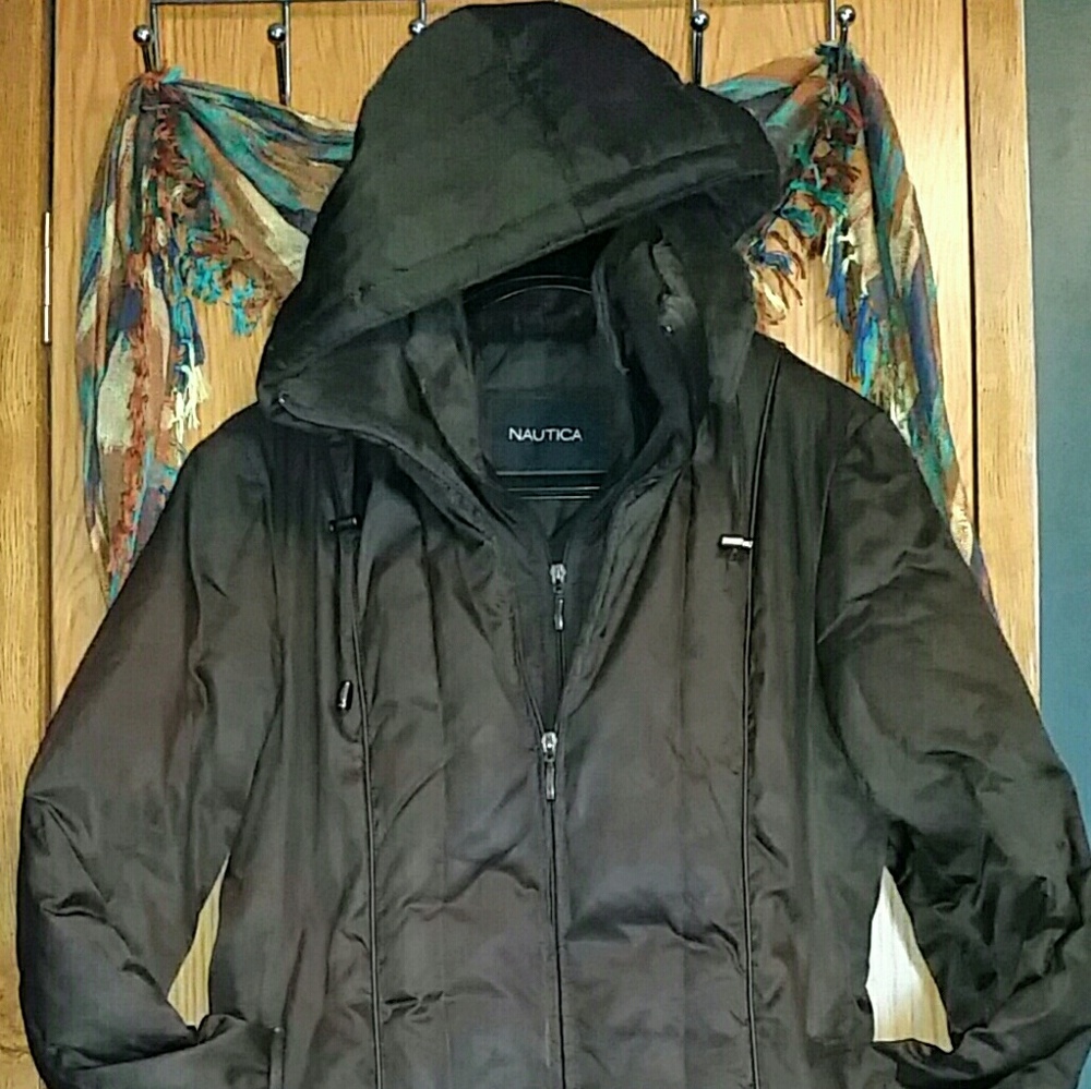Nautica 3/4 Length Quilted Down Jacket