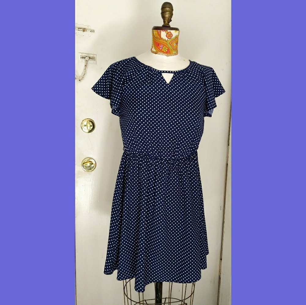 Polka Dot Navy Dress Size 16 Girls