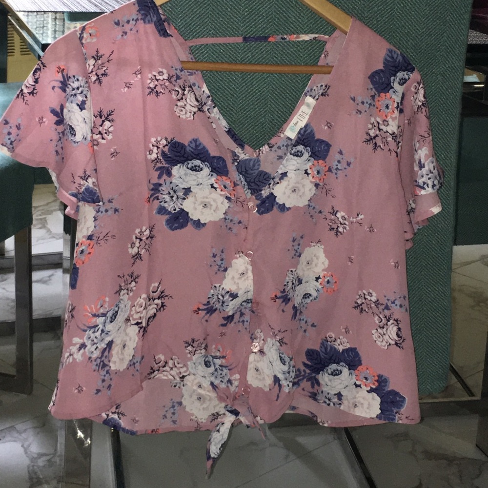 Pink flowery blouse