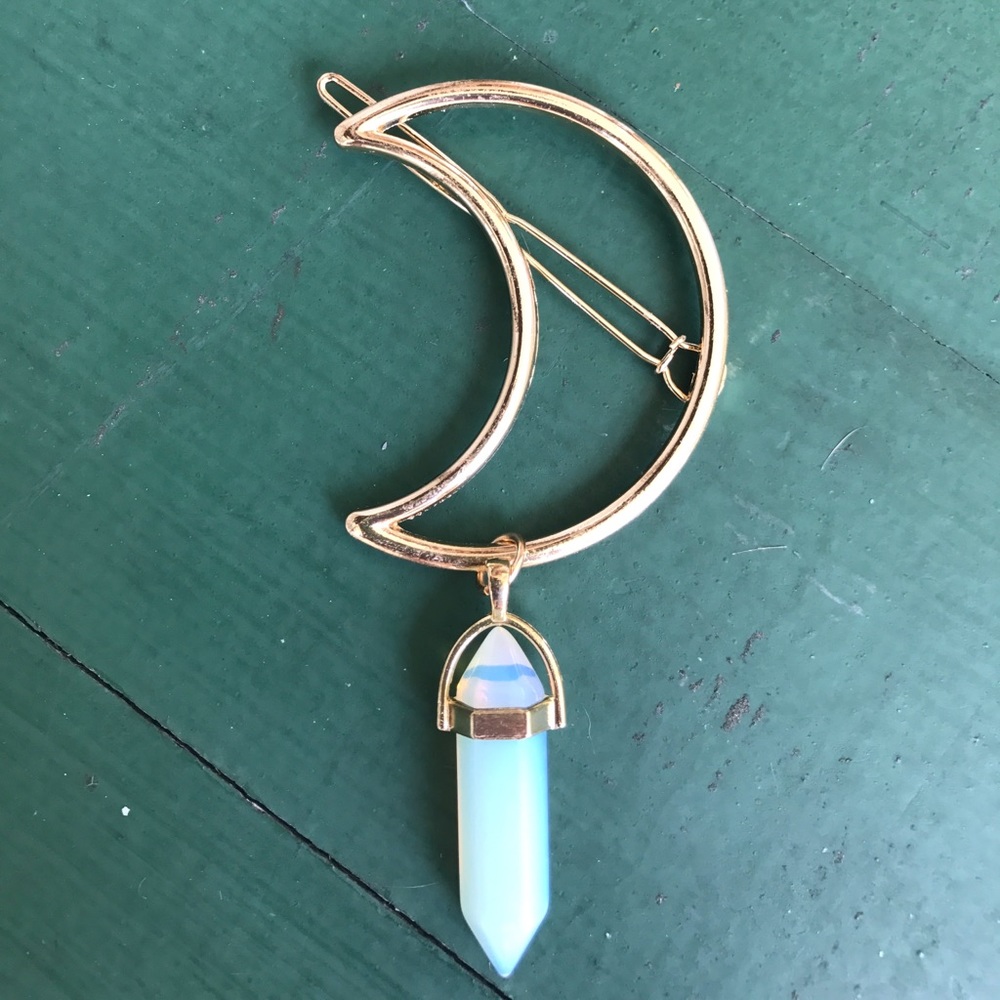 The Luna Clip 🌙 Moon & Stone Hair Barrette - Picture 2 of 5