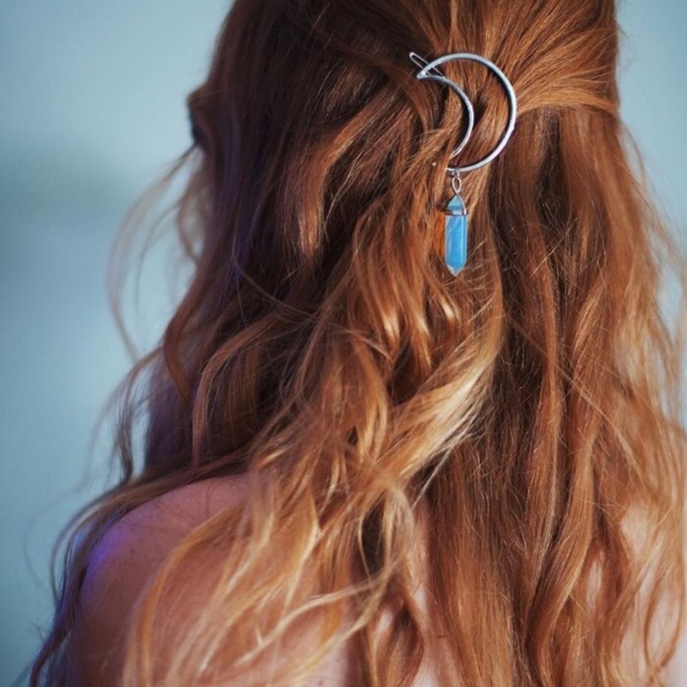 The Luna Clip 🌙 Moon & Stone Hair Barrette - Picture 4 of 5