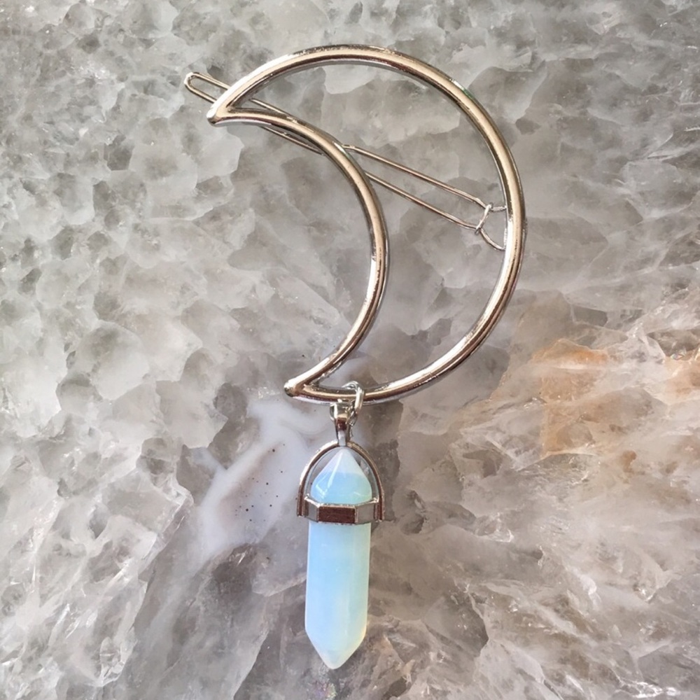 The Luna Clip 🌙 Moon & Stone Hair Barrette - Picture 5 of 5