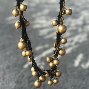 J. Crew Black and Gold Bauble Necklace
