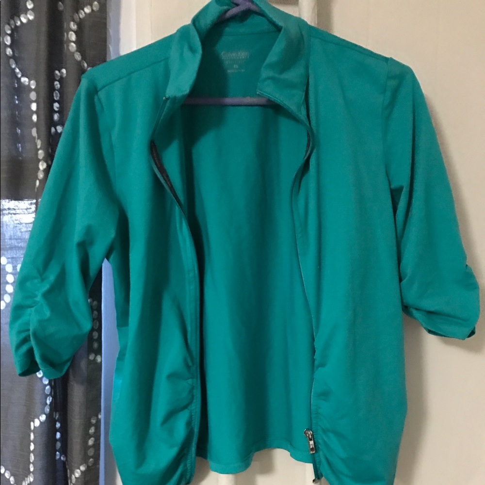 Teal Calvin klein 3/4 sleeve athletic jacket