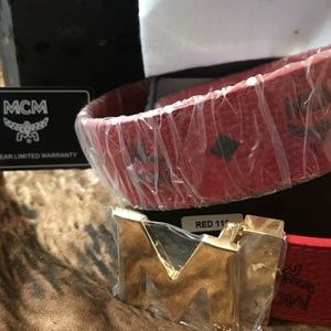 Designer Inspired MCM Red Belt
