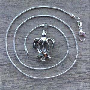 Turtle Pearl Cage Necklace