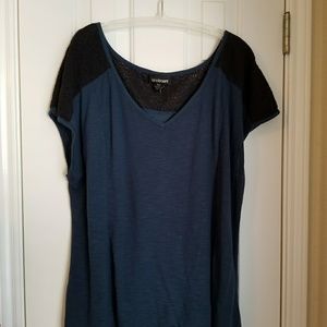 Navy and black top with lace detail